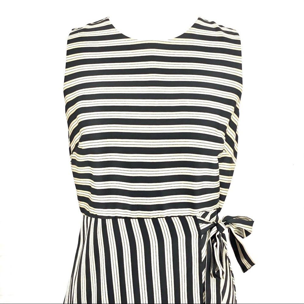Vince Camuto Black Striped Sleeveless Midi Dress - Picture 2 of 6